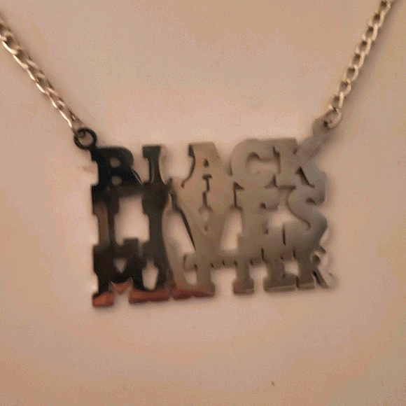 NWT BLM BLACK LIVES MATTER LASER CUBAN CHAIN CUT OUT NECKLACE - Picture 8 of 8
